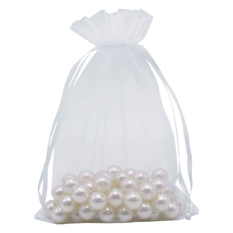 HRX Package White Organza Gift Bags 5x7 inch 100pcs, Mesh Jewelry Pouches Drawstring Bags Empty Sachet for Christmas Candy Present Wedding Giveaways - Image 3